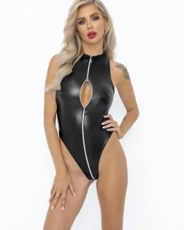 wetlook body zwart glanzend