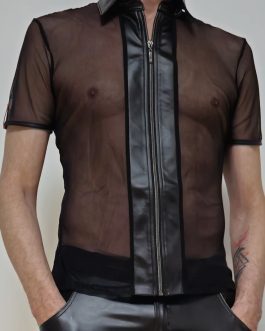 poloshirt van transparant mesh voorkant