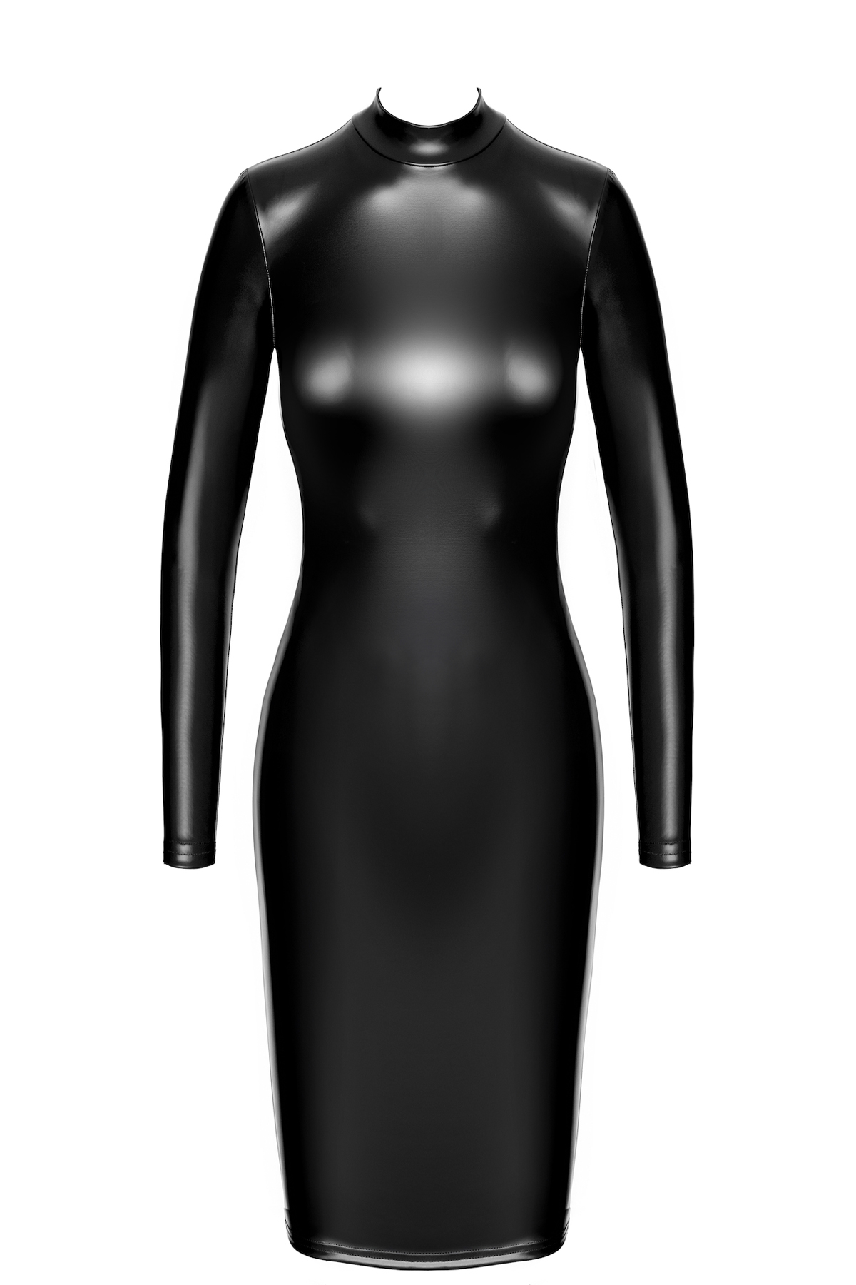 Wetlook jurk met mesh achterkant en strass – Elegant & verleidelijk - Afbeelding 2