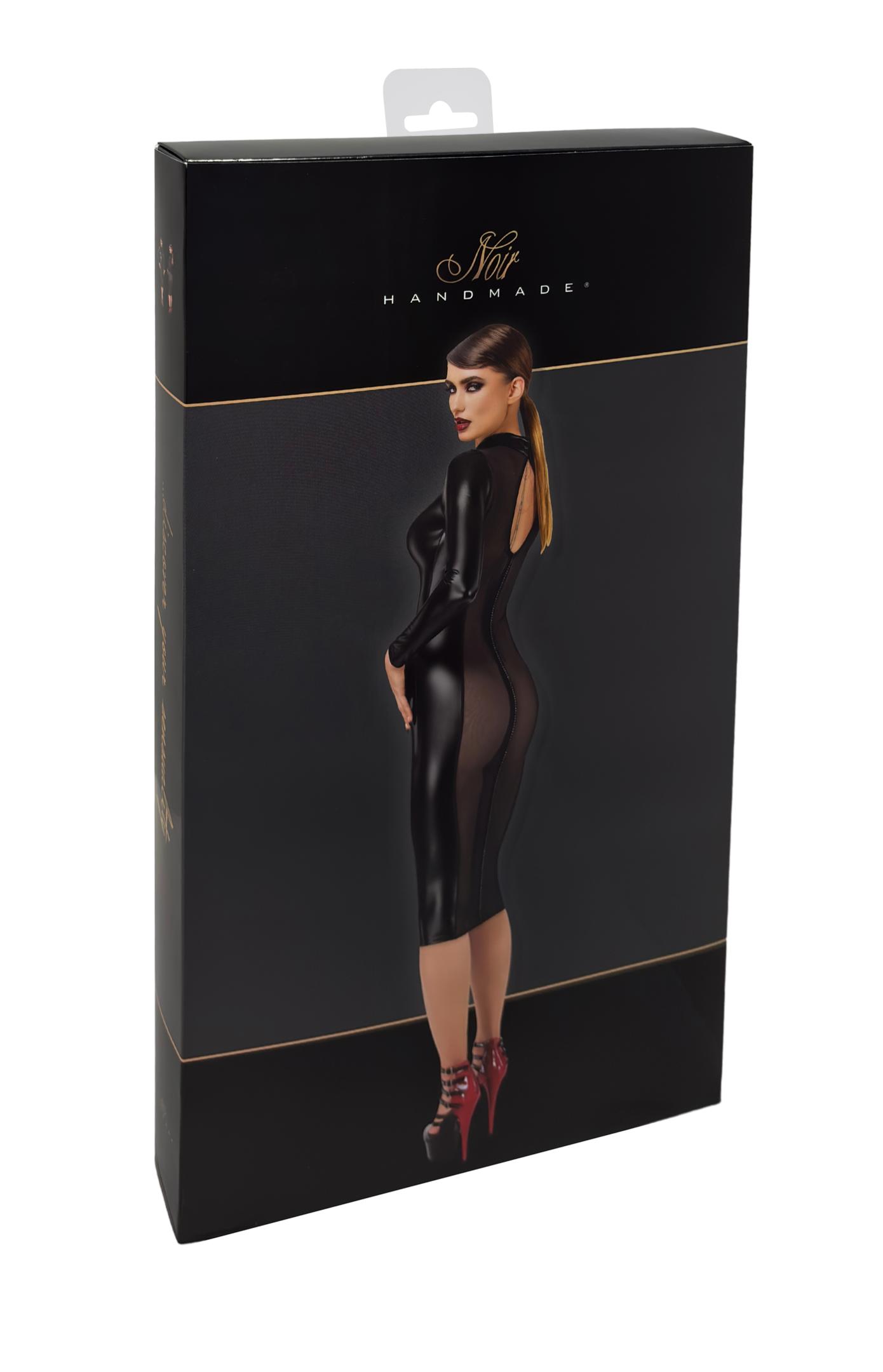 Wetlook jurk met mesh achterkant en strass – Elegant & verleidelijk - Afbeelding 6